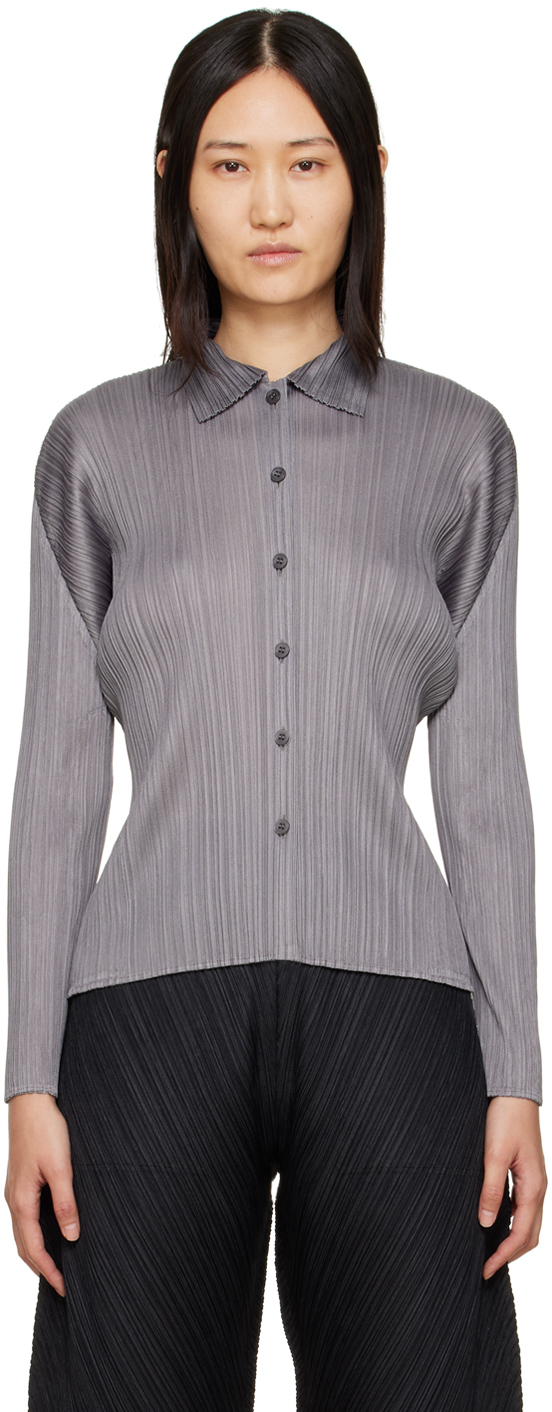 Pleats Please Issey Miyake Gray Basics Shirt Pleats Please Issey Miyake