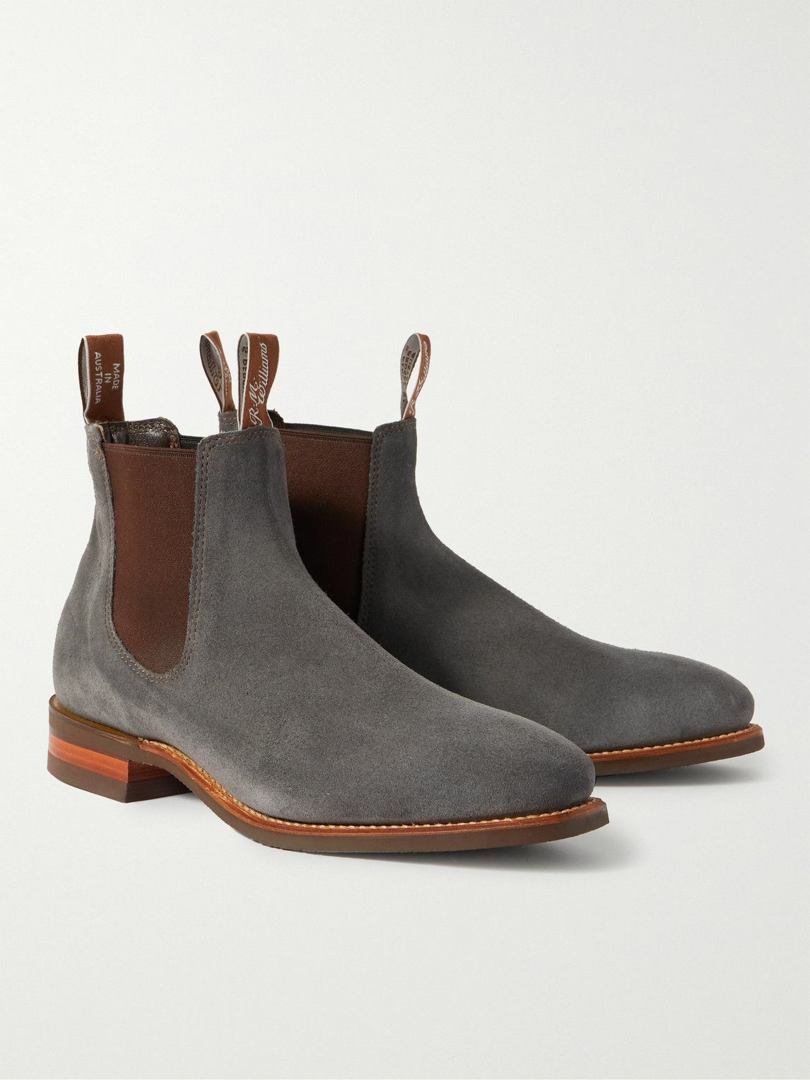 R M Williams Comfort Craftsman Suede Chelsea Boots Gray R M Williams