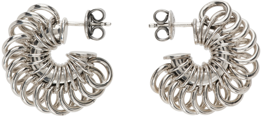 Bottega Veneta Silver Disc Hoop Earrings Bottega Veneta