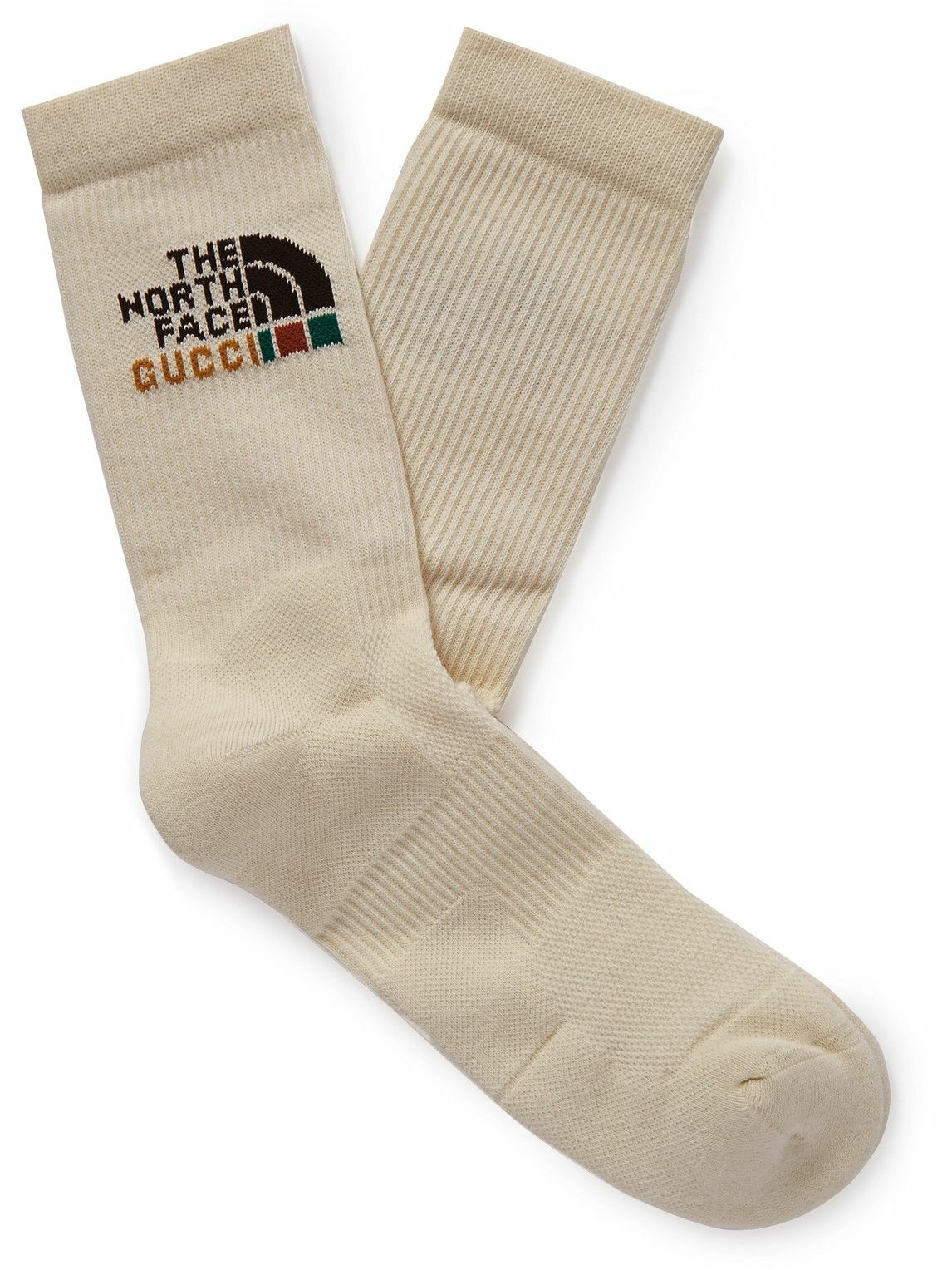 GUCCI The North Face Ribbed Cotton Blend Jacquard Socks Neutrals Gucci