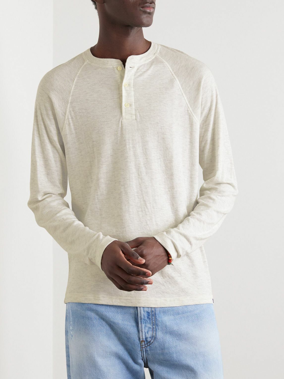 Faherty Cloud Pima Cotton And Modal Blend Jersey Henley T Shirt