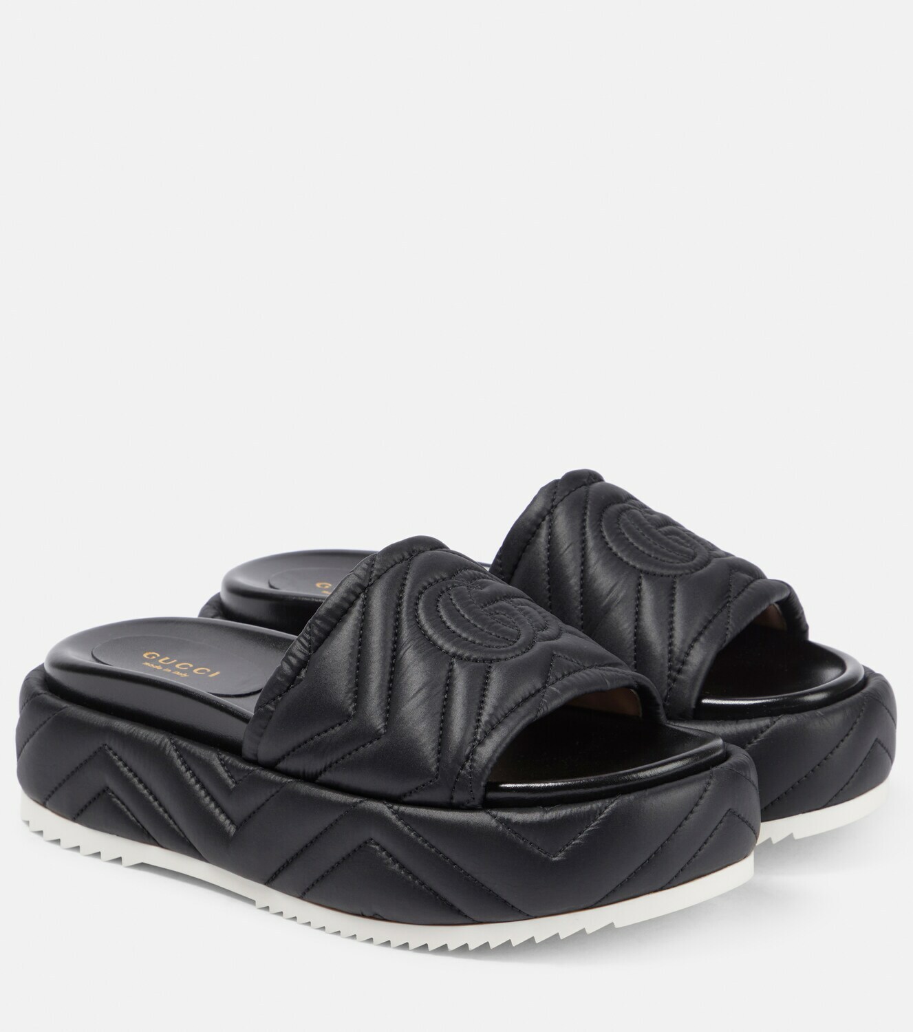 Gucci Angelina Quilted Satin Platform Slides Gucci