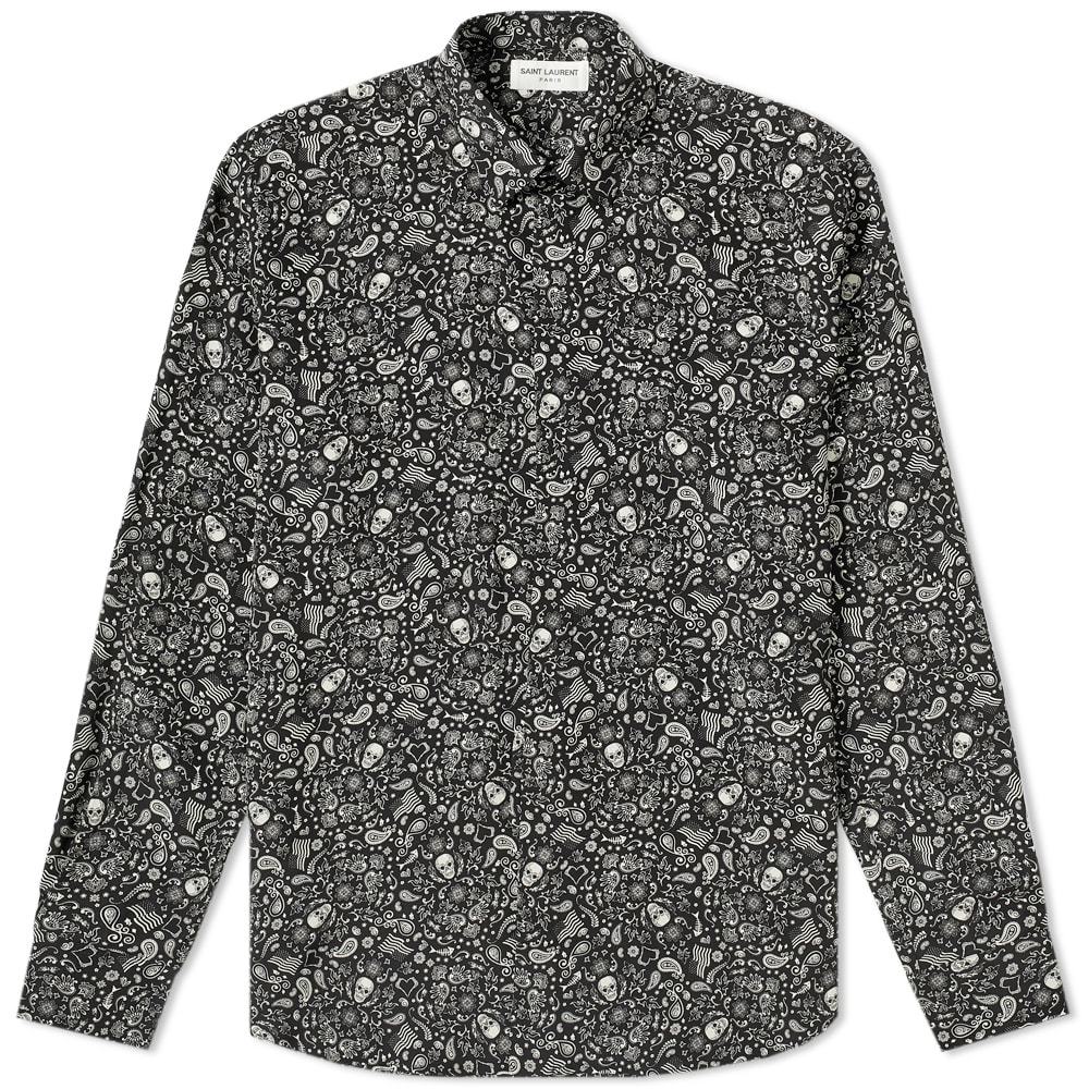 Saint Laurent Skull Print Shirt Black Ecru Saint Laurent