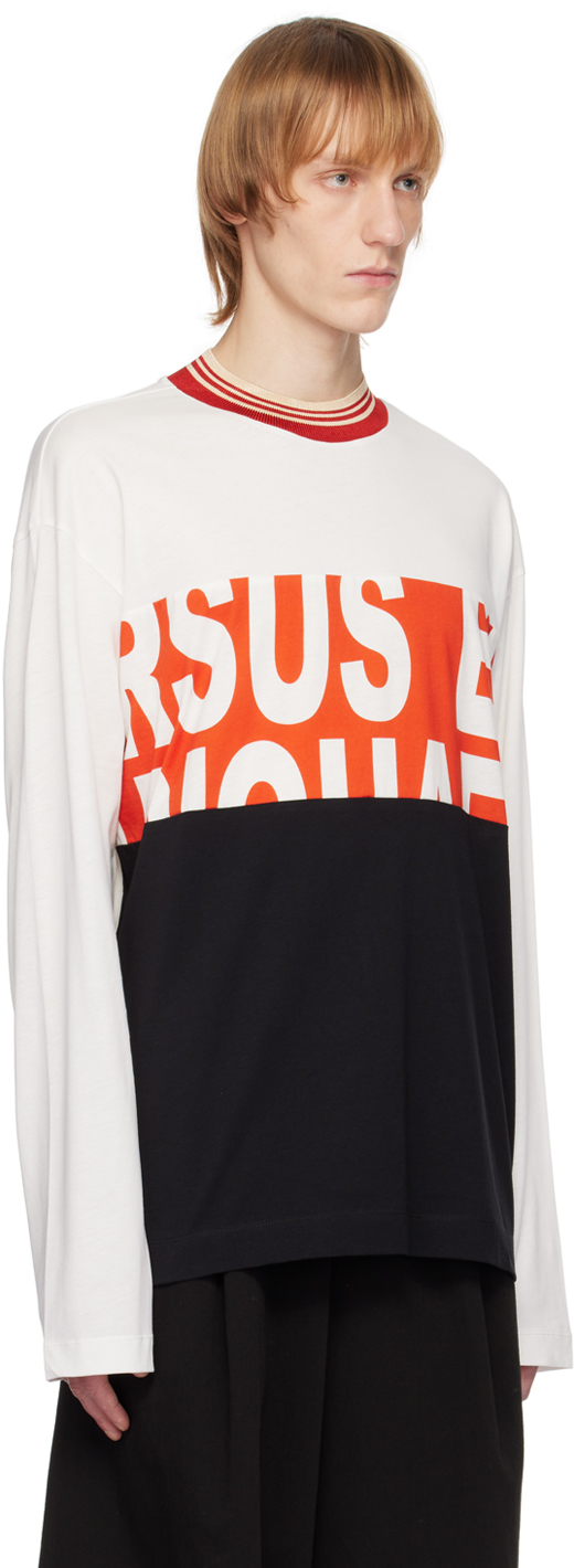 Dries Van Noten White Paneled Long Sleeve T Shirt Dries Van Noten