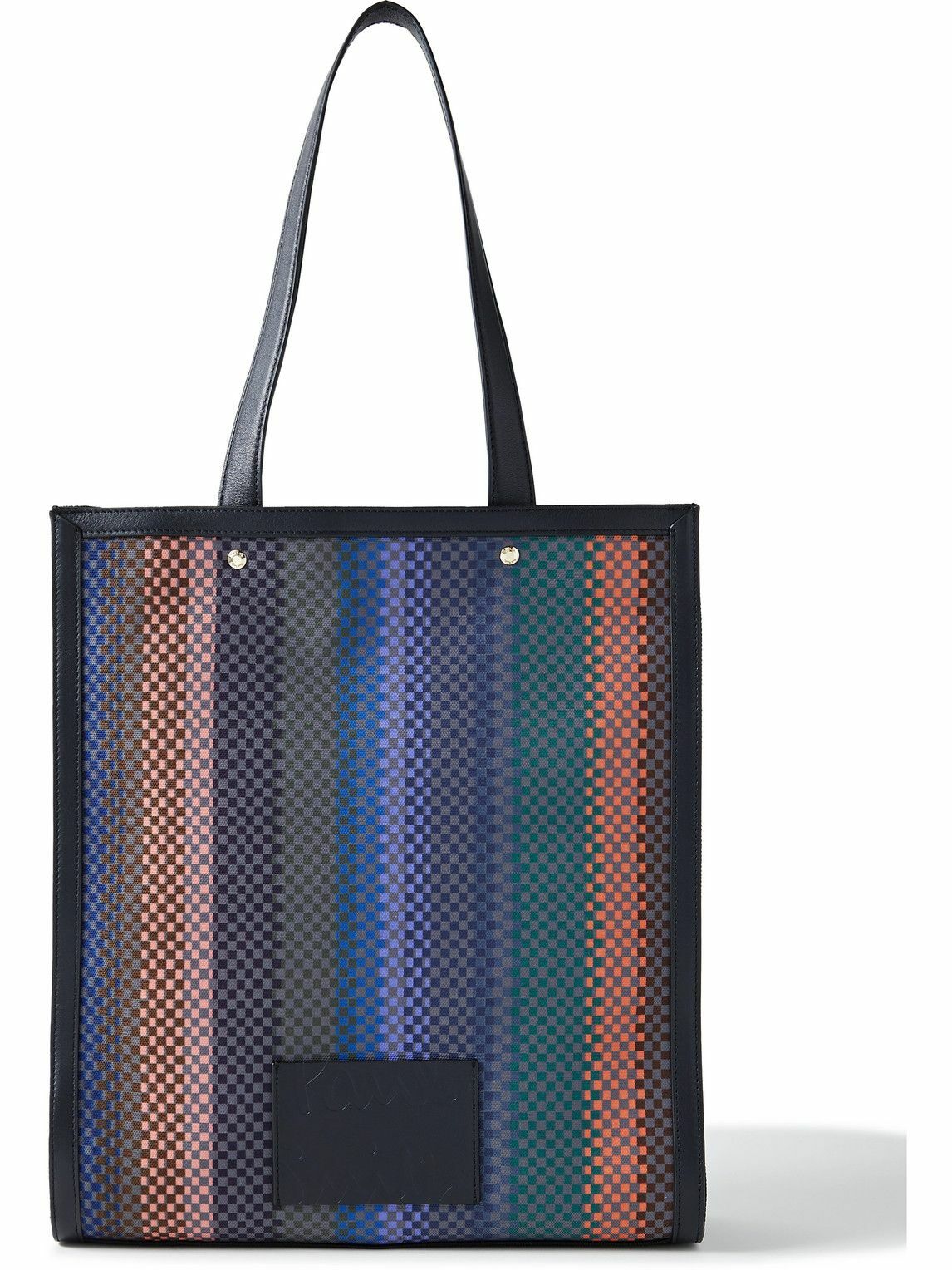 Paul Smith Leather Trimmed Checked Recycled Canvas Tote Bag Paul Smith