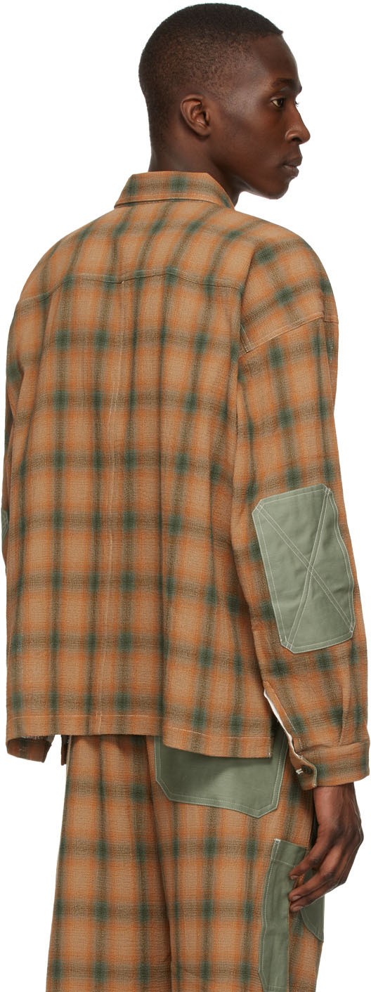 Nicholas Daley Orange Green Check Work Shirt Nicholas Daley