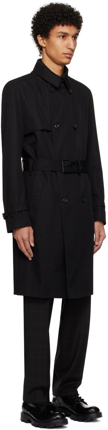 Hugo Black Double Breasted Trench Coat Hugo Boss