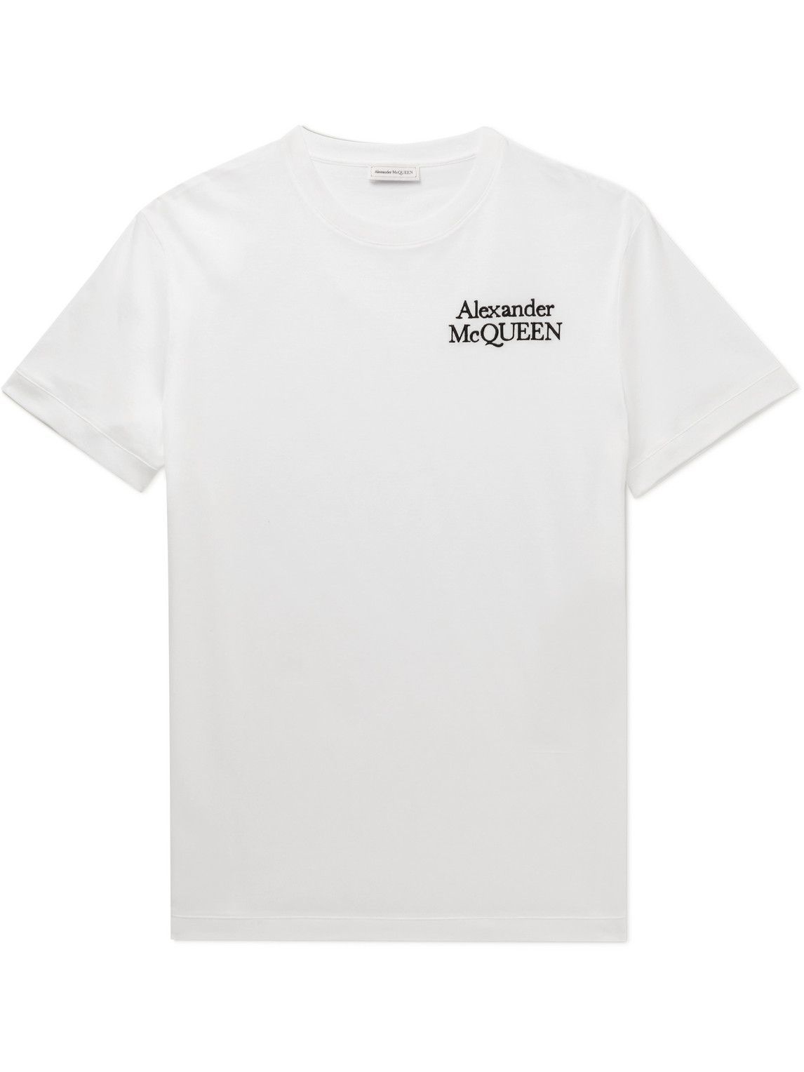 Alexander Mcqueen Logo Embroidered Cotton Jersey T Shirt White