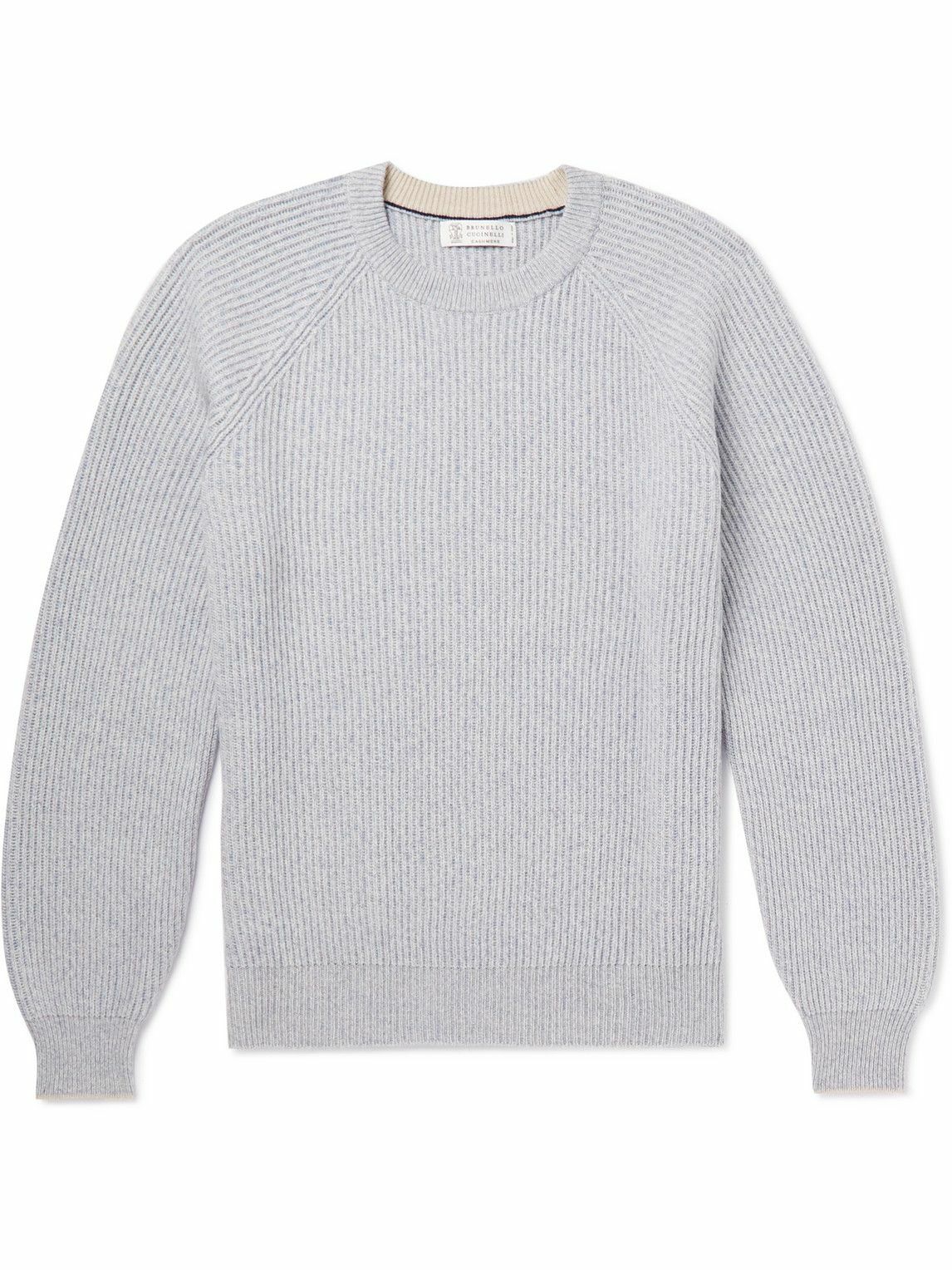 Brunello Cucinelli Ribbed Wool Cashmere And Silk Blend Sweater