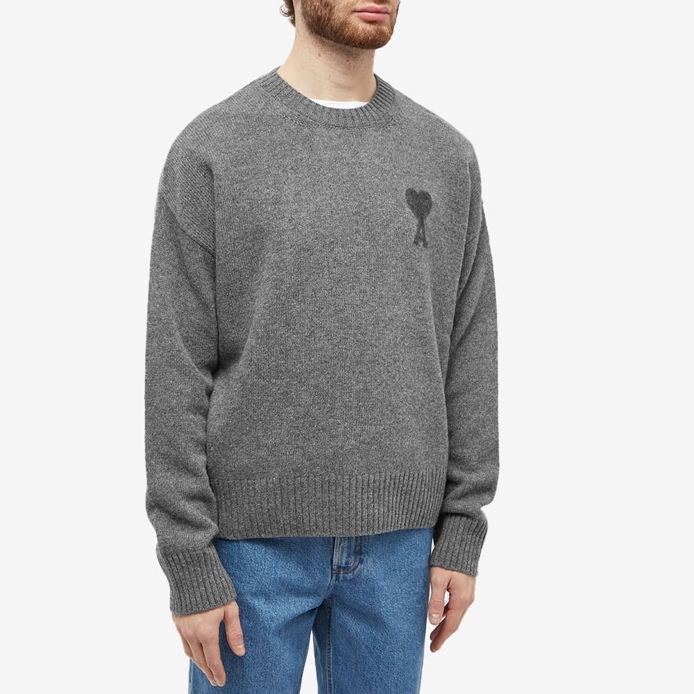 Ami Men S Tonal Small A Heart Crew Knit In Heather Grey Ami