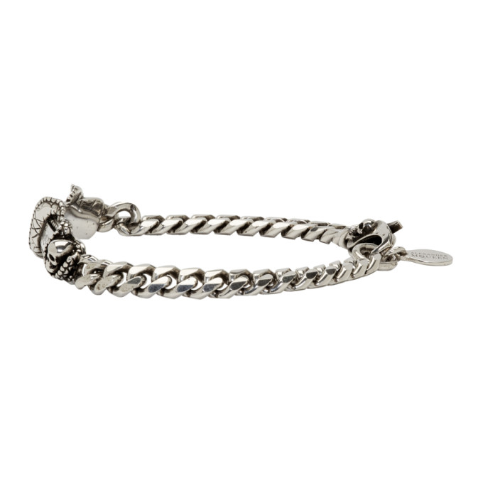 Alexander McQueen Silver Snake And Skull Bracelet Alexander McQueen