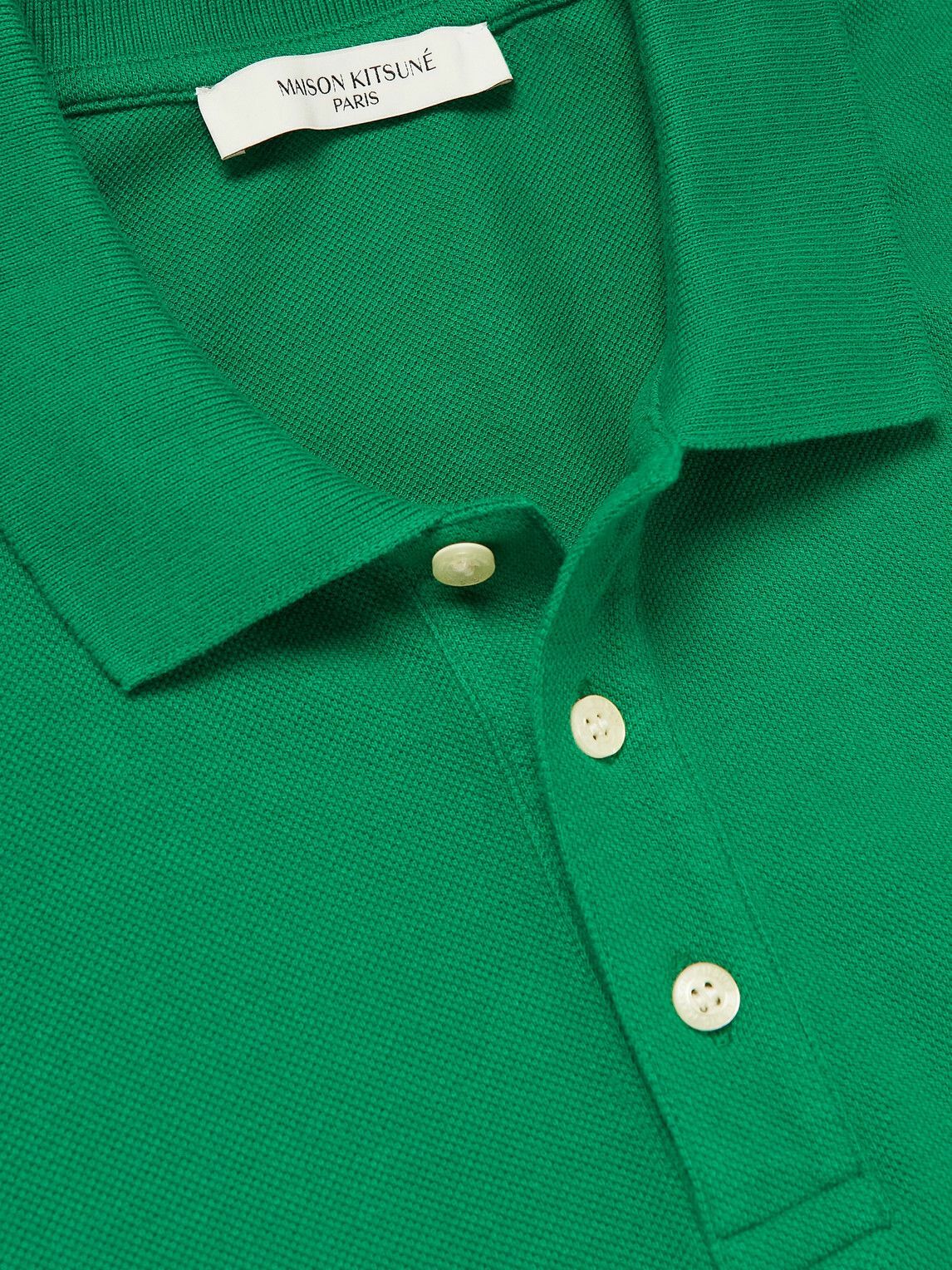 Maison Kitsun Logo Appliqu D Cotton Piqu Polo Shirt Green Maison