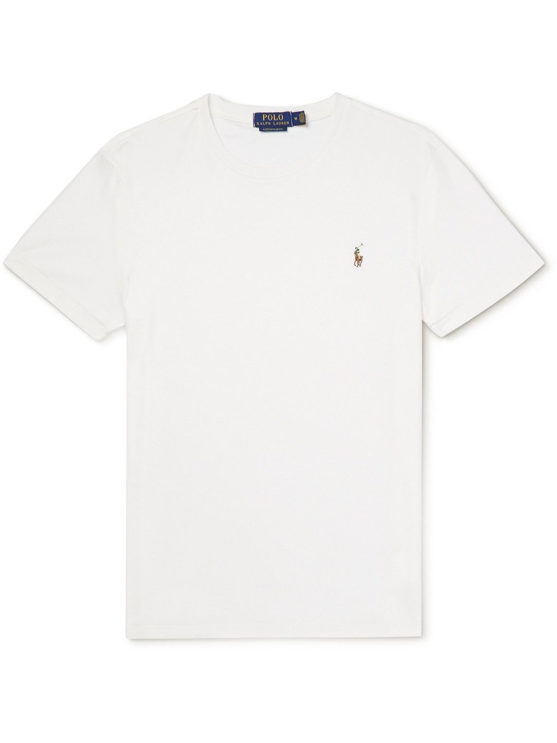 Polo Ralph Lauren Logo Embroidered Cotton Jersey T Shirt White Polo