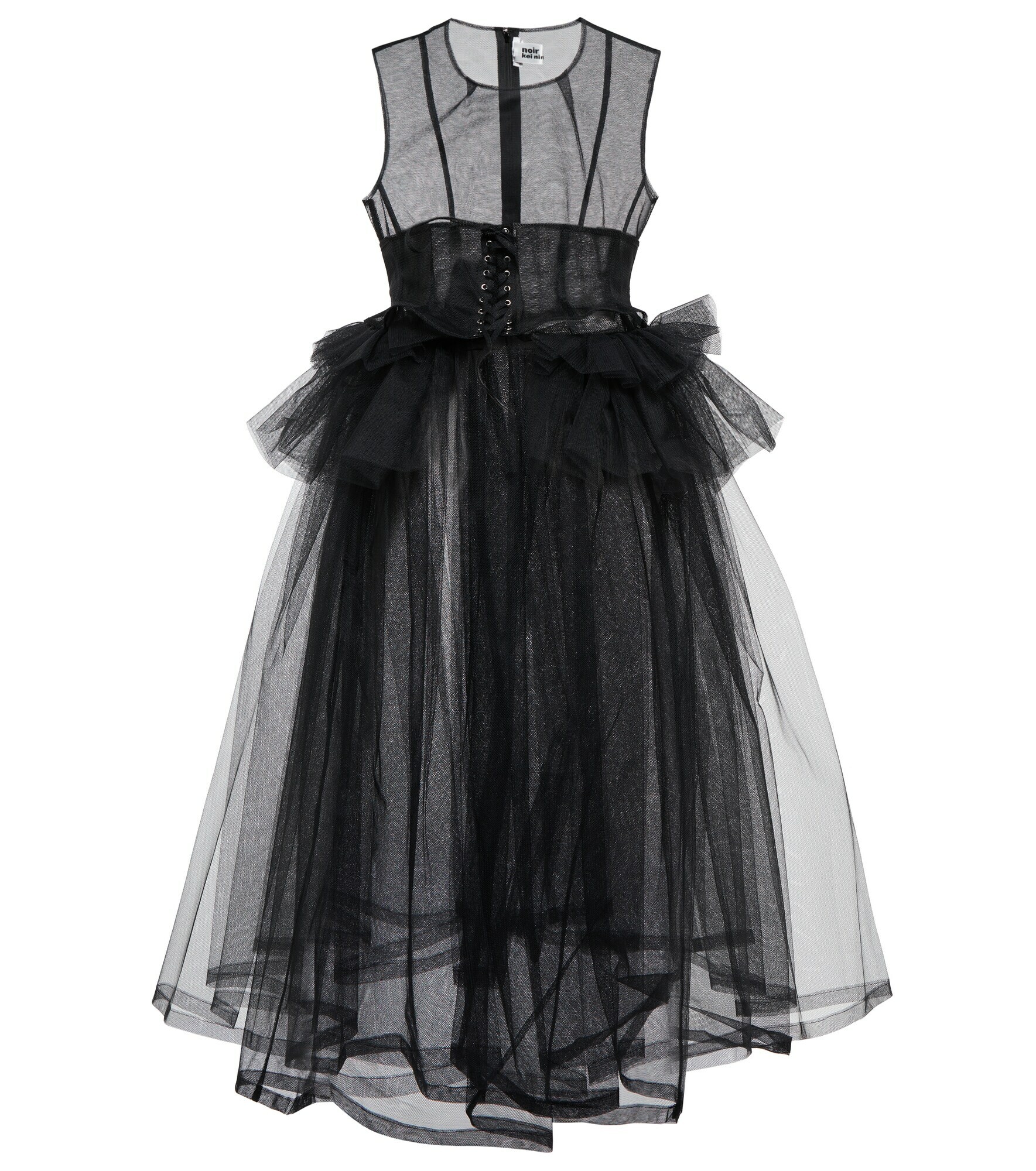 Noir Kei Ninomiya Corset Ruffled Tulle Midi Dress Noir Kei Ninomiya