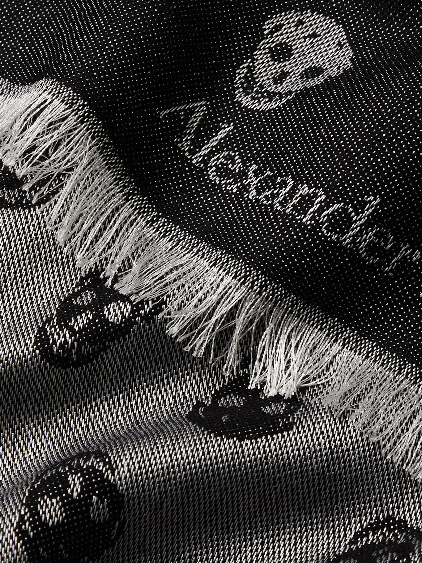 ALEXANDER MCQUEEN Fringed Wool And Silk Blend Jacquard Scarf