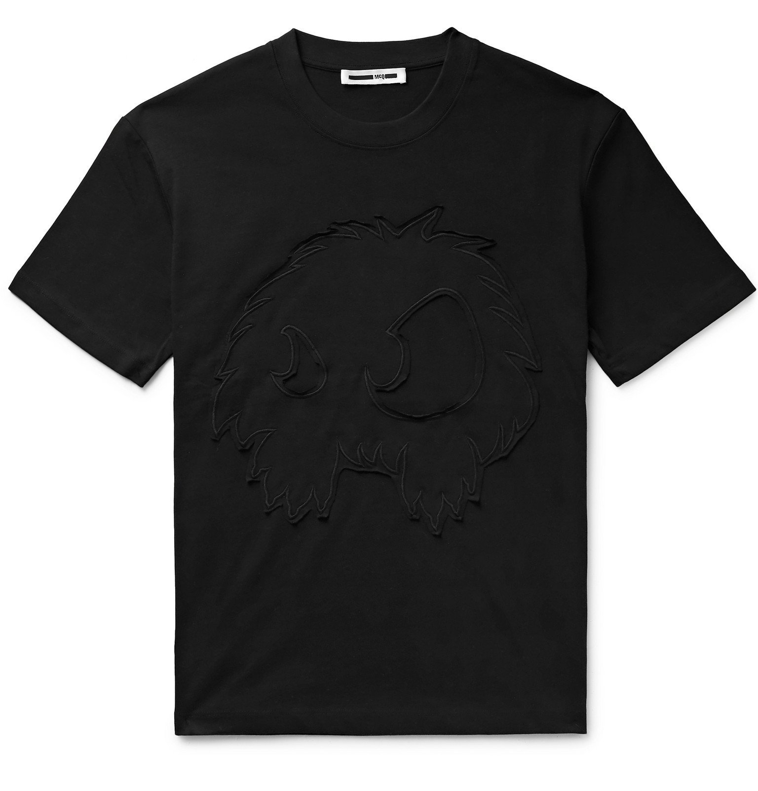 McQ Alexander McQueen Logo Embroidered Cotton Jersey T Shirt Black