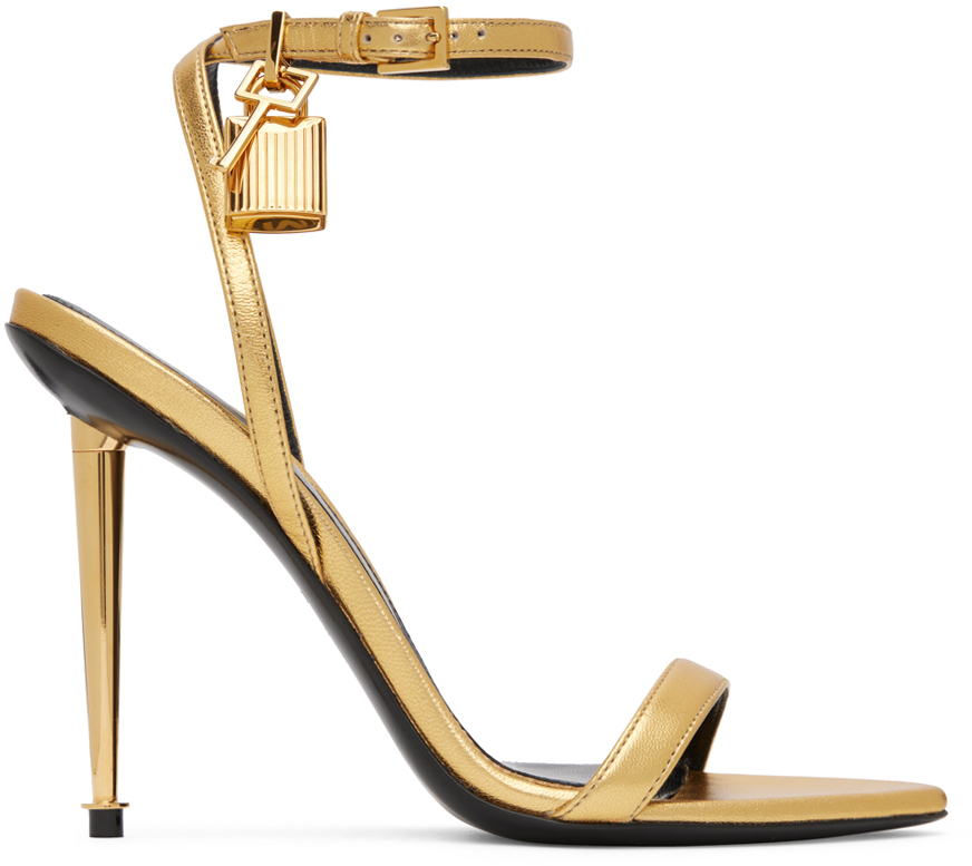 TOM FORD Gold Padlock Pointy Naked Sandals TOM FORD