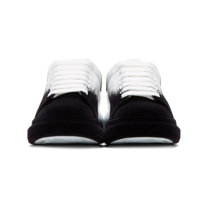 Alexander Mcqueen White And Black Velvet Spray Oversized Sneakers