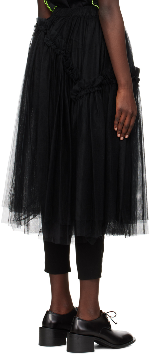 Noir Kei Ninomiya Black Ruffled Midi Skirt Noir Kei Ninomiya