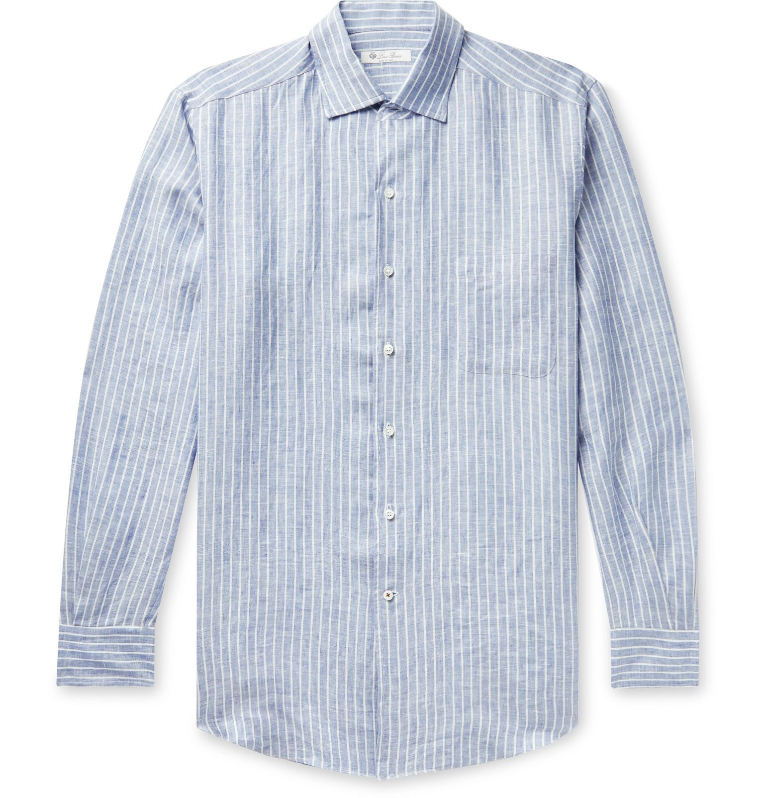 Loro Piana Striped Linen Shirt Blue Loro Piana