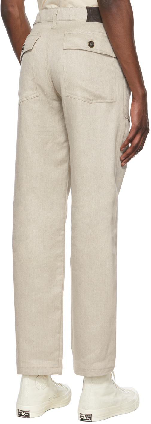 Naked Famous Denim Beige Linen Trousers Naked And Famous Denim