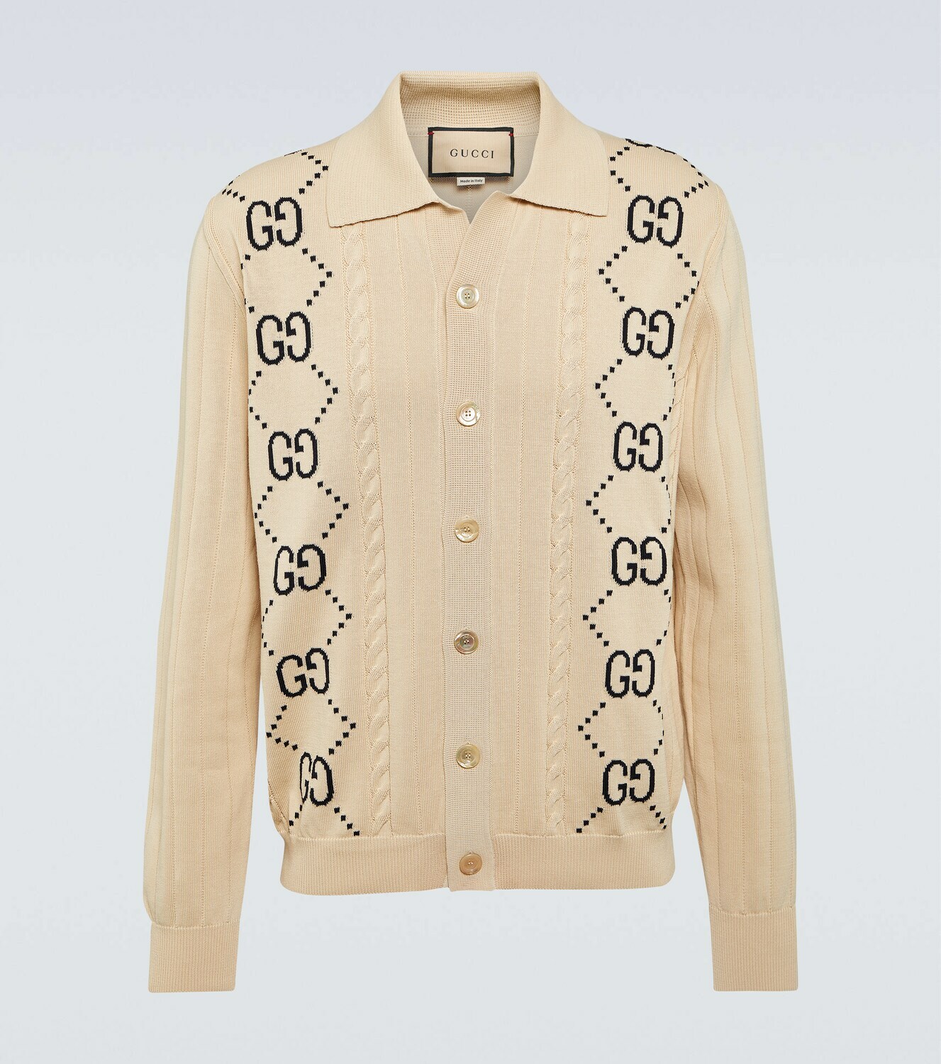 Gucci Gg Intarsia Cotton Cardigan Gucci