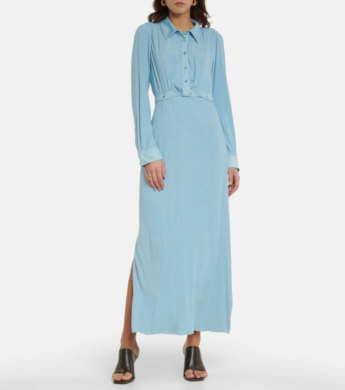 Simkhai Kelly Faux Suede Shirt Midi Dress Simkhai