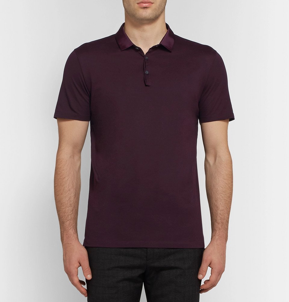 Lanvin Slim Fit Grosgrain Trimmed Cotton Piqué Polo Shirt Men