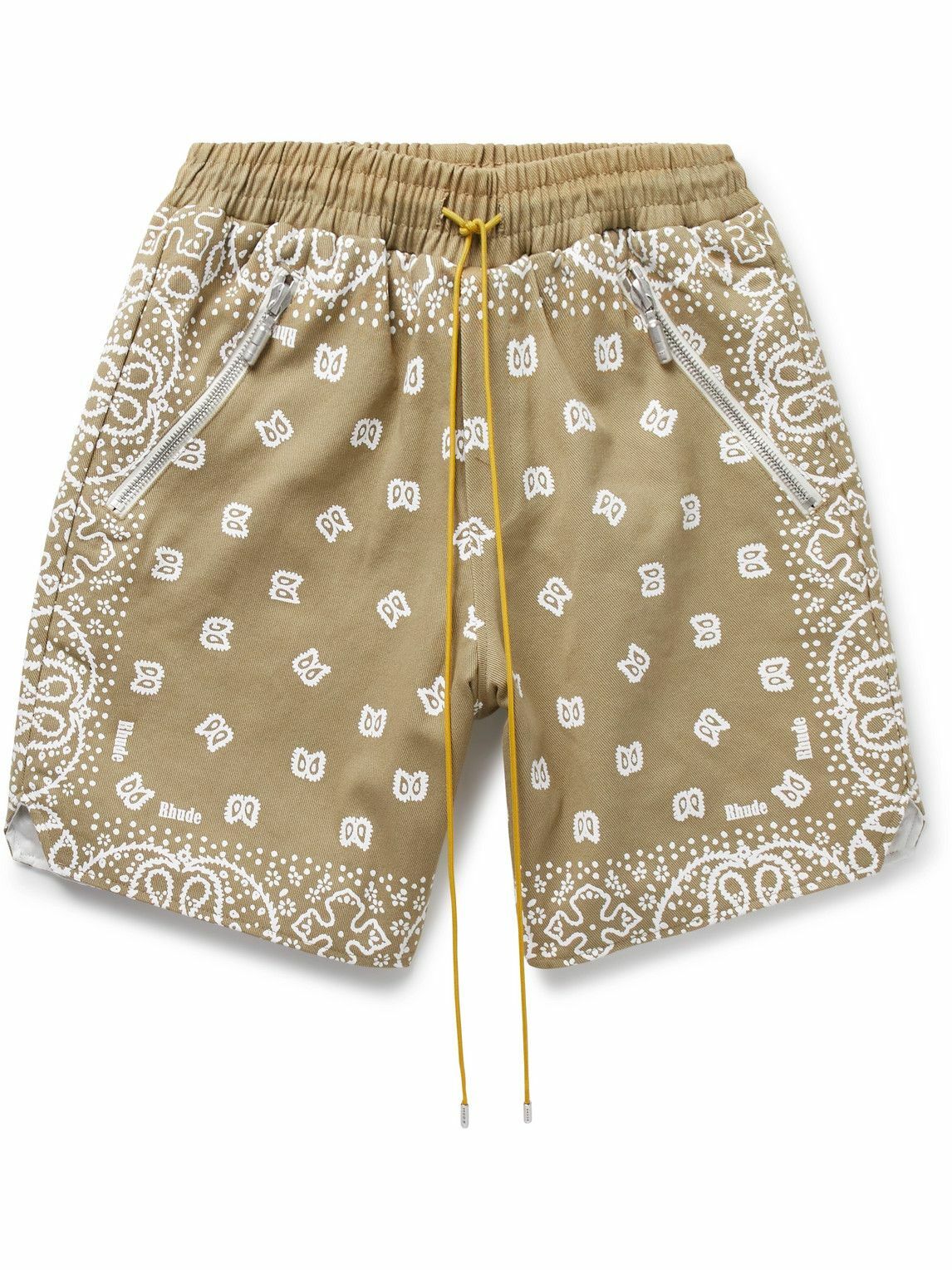 Rhude Straight Leg Bandana Print Cotton Twill Drawstring Shorts