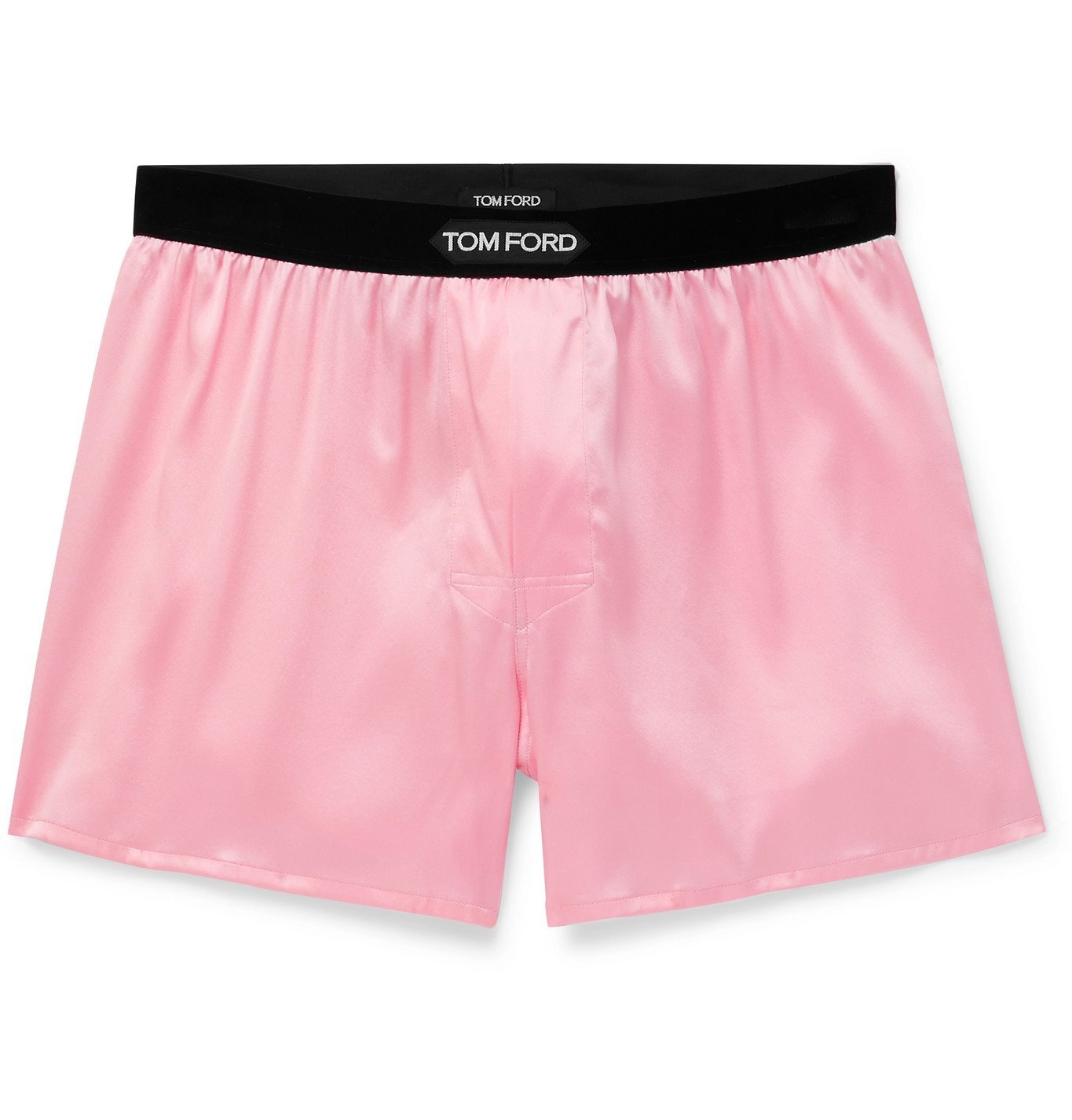 Tom Ford Velvet Trimmed Stretch Silk Satin Boxer Shorts Pink Tom Ford