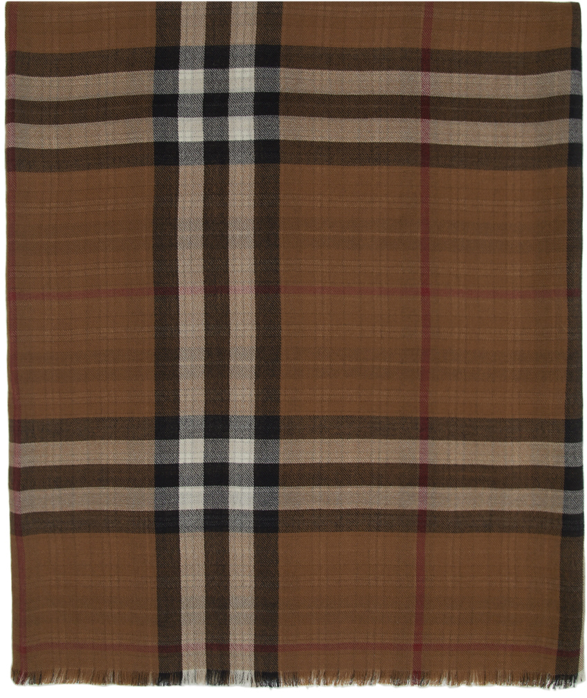 Burberry Reversible Brown Cashmere Check Scarf Burberry