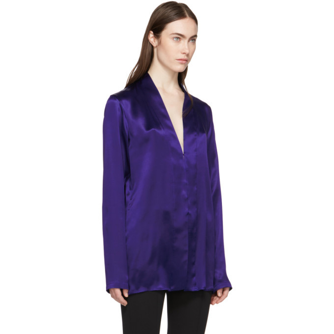 Haider Ackermann Blue Shawl Collar Shirt Haider Ackermann