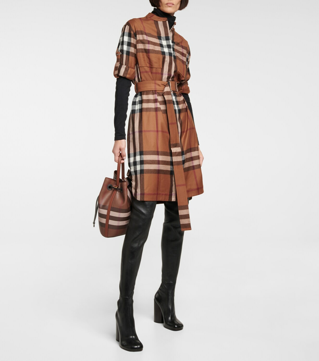 Burberry Checked Wool Shirt Dress Burberry