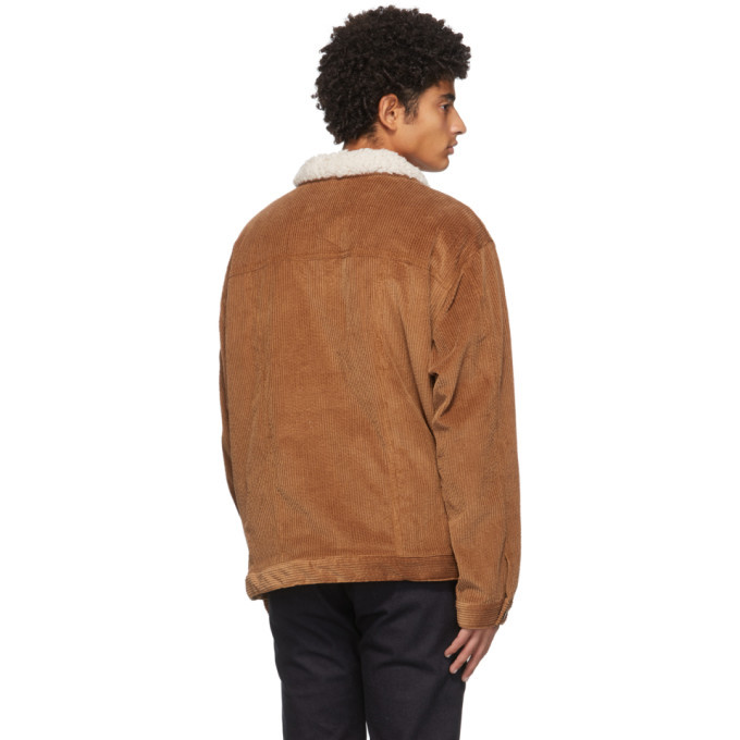 Naked And Famous Denim Ssense Exclusive Brown Sherpa Oversized Jacket