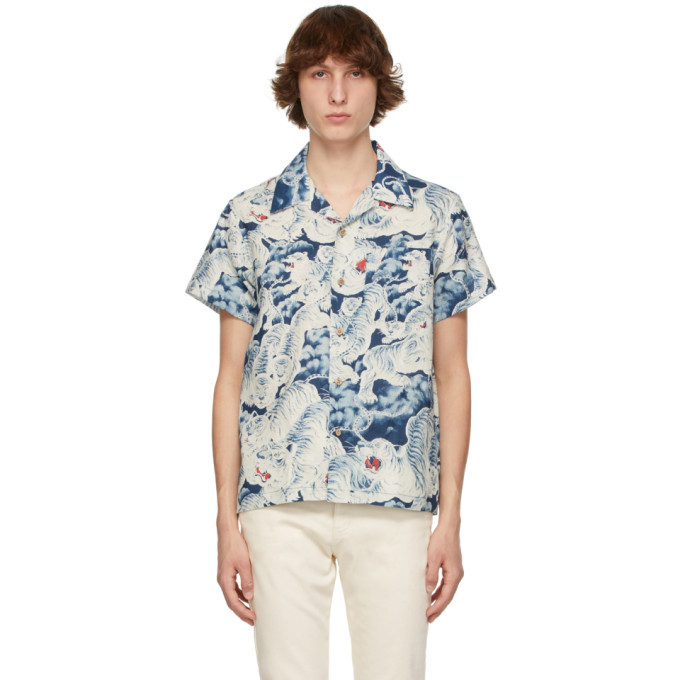 Naked And Famous Denim Indigo Aloha Short Sleeve Shirt Naked And Famous