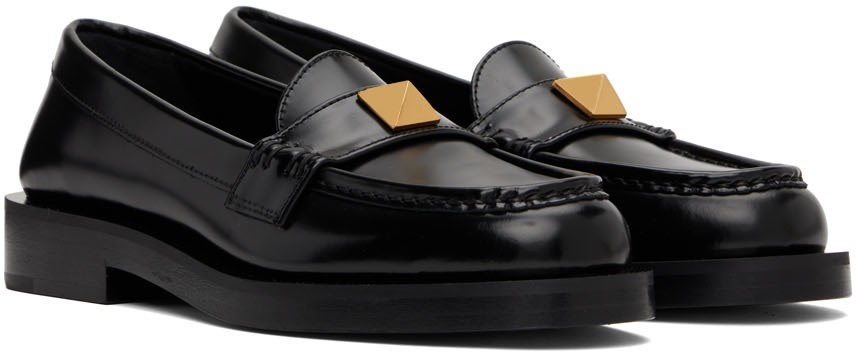 Valentino Garavani Black Roman Stud Loafers Valentino Garavani