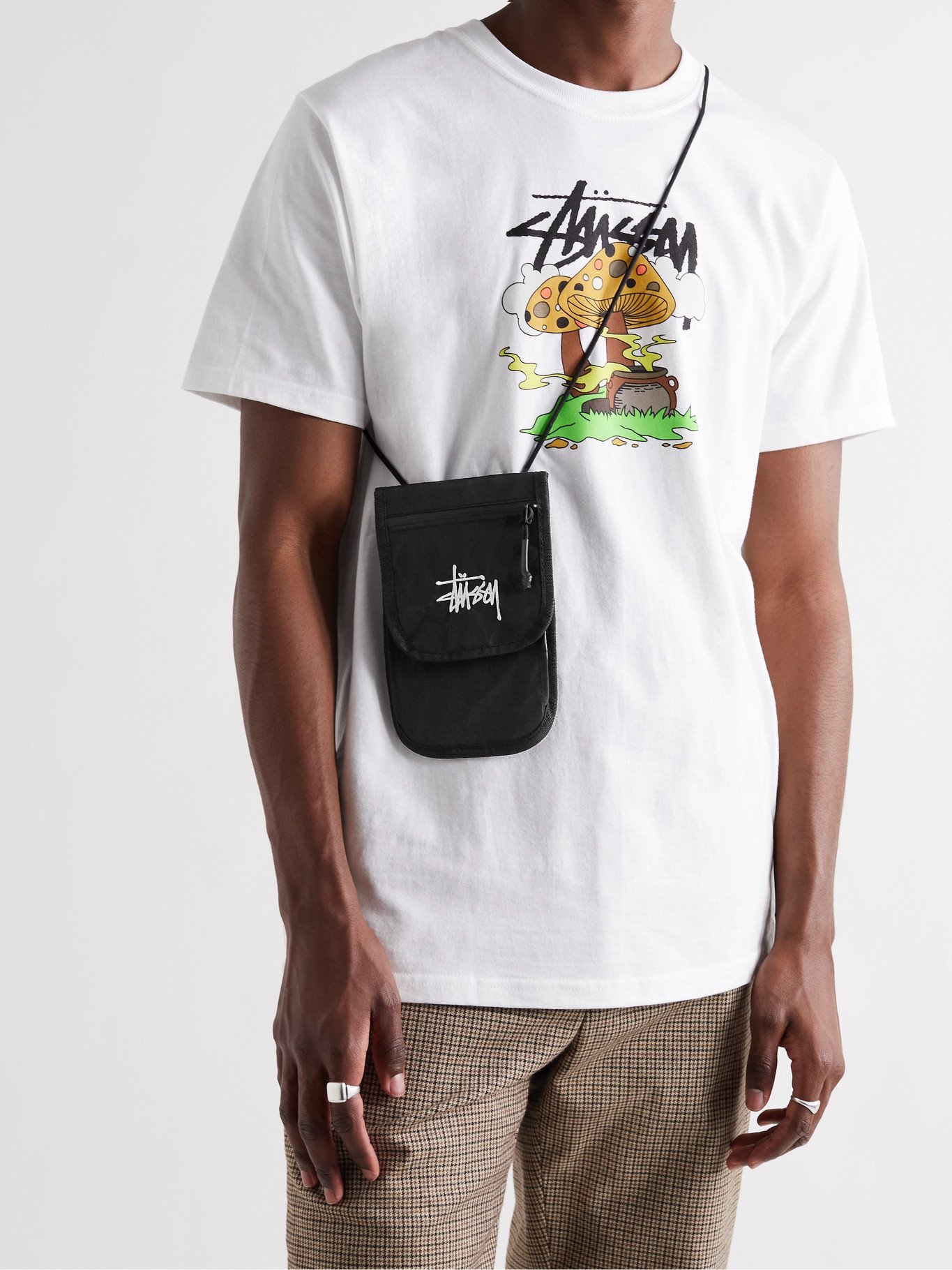 STÜSSY Logo Embroidered Nylon Ripstop Pouch Black Stussy