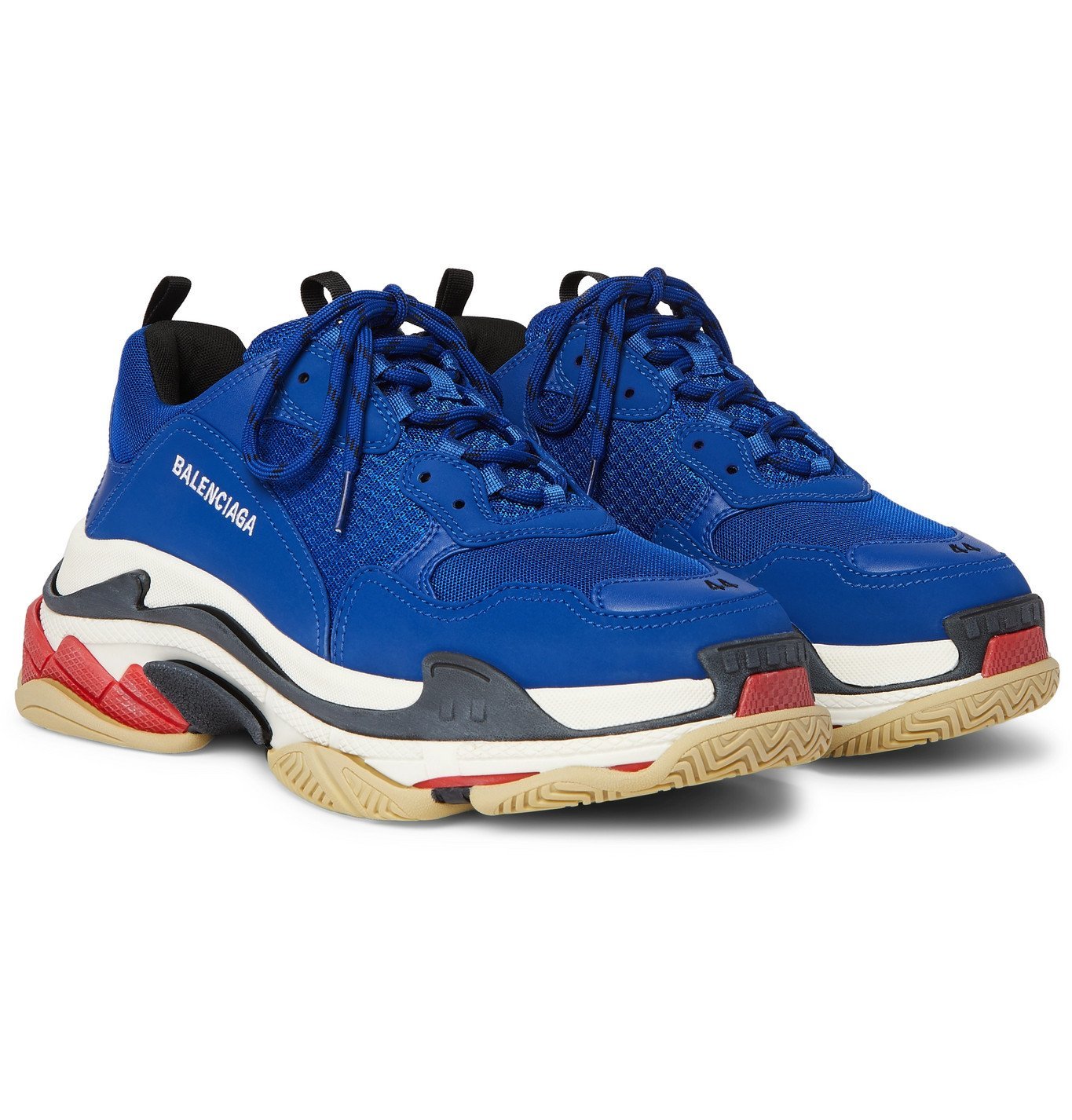 Balenciaga Triple S Mesh, Nubuck and Leather Sneakers Blue Balenciaga