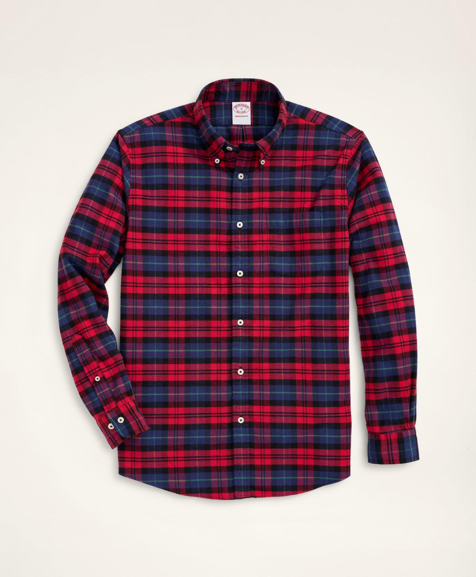 Brooks Brothers Men's Madison Relaxed-Fit Portuguese Flannel Shirt | Red/Navy