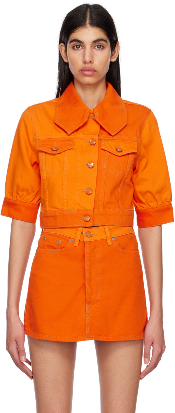 Photo: GANNI Orange Cutline Denim Jackets
