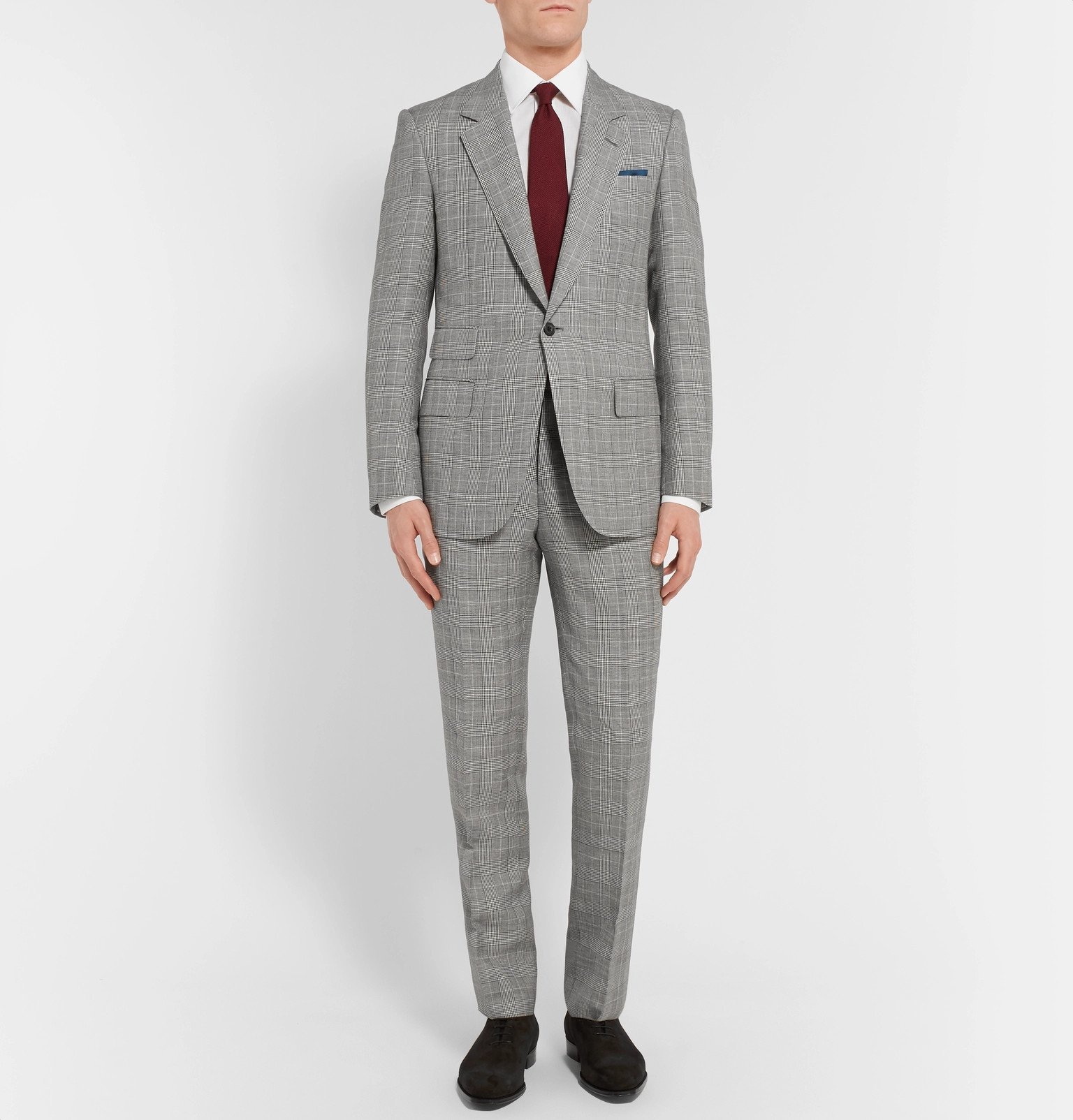 Kingsman - Eggsy's Grey Prince of Wales Checked Wool and Linen-Blend ...