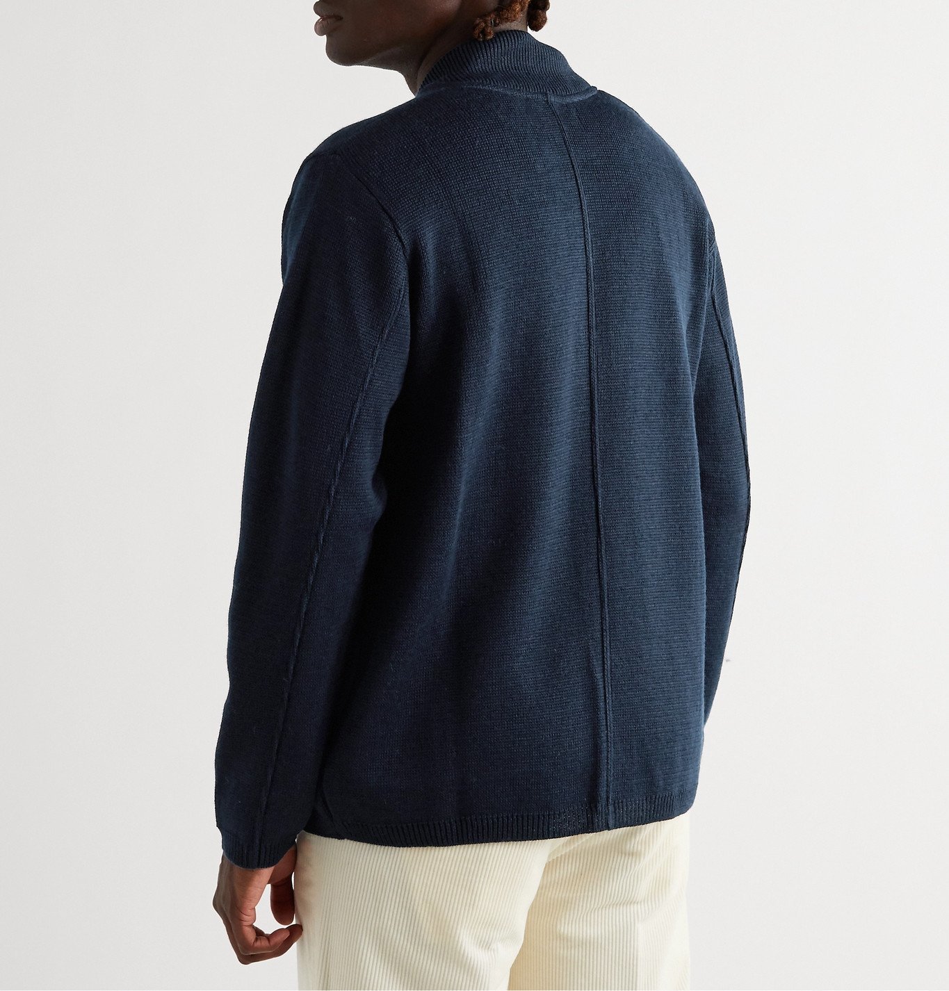 Universal Works Merino WoolBlend ZipUp Cardigan Blue Universal Works