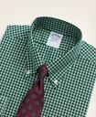Brooks Brothers Men's Stretch Regent Regular-Fit Dress Shirt, Non-Iron Pinpoint Oxford Button Down Collar Gingham | Green
