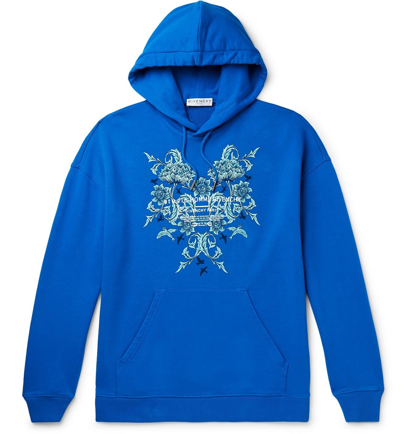 Givenchy - Printed Loopback Cotton-Jersey Hoodie - Blue Givenchy