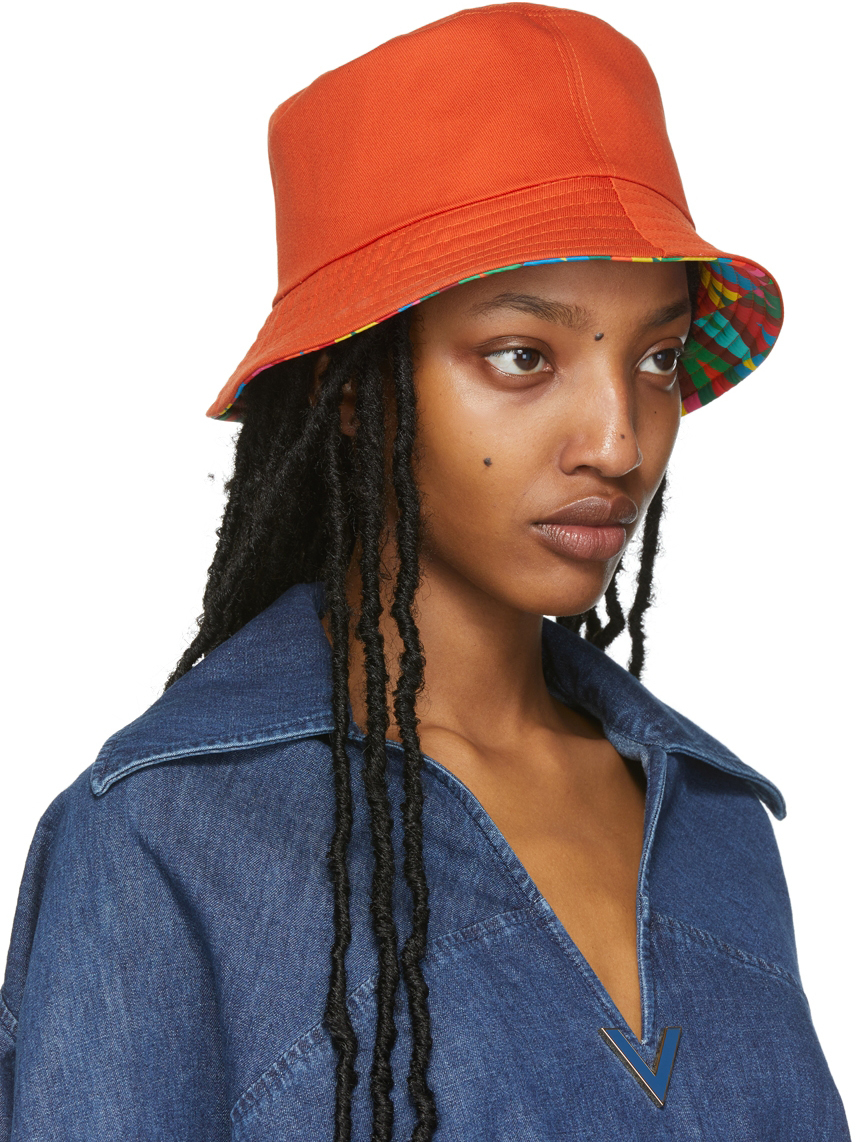 Valentino Garavani Reversible Multicolor Optical Bucket Hat Valentino ...