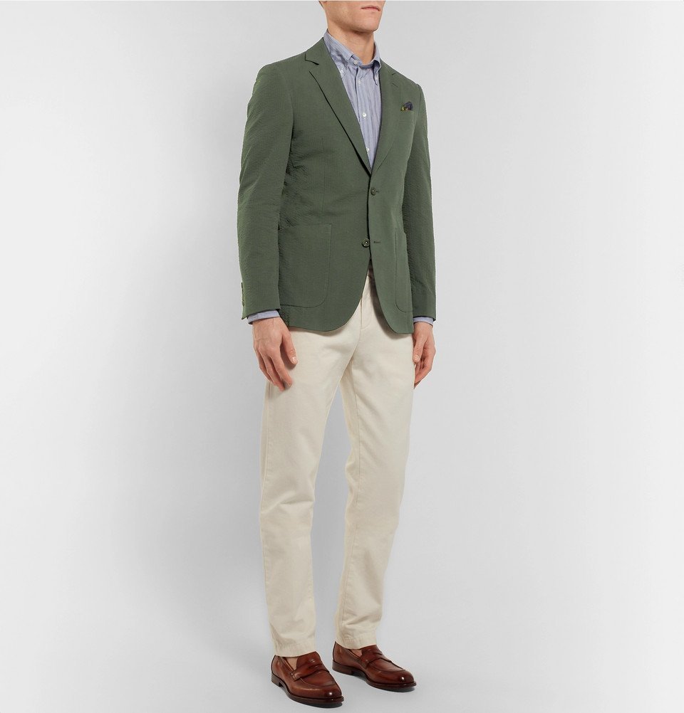 Richard James - Forest-Green Unstructured Cotton-Seersucker Blazer ...