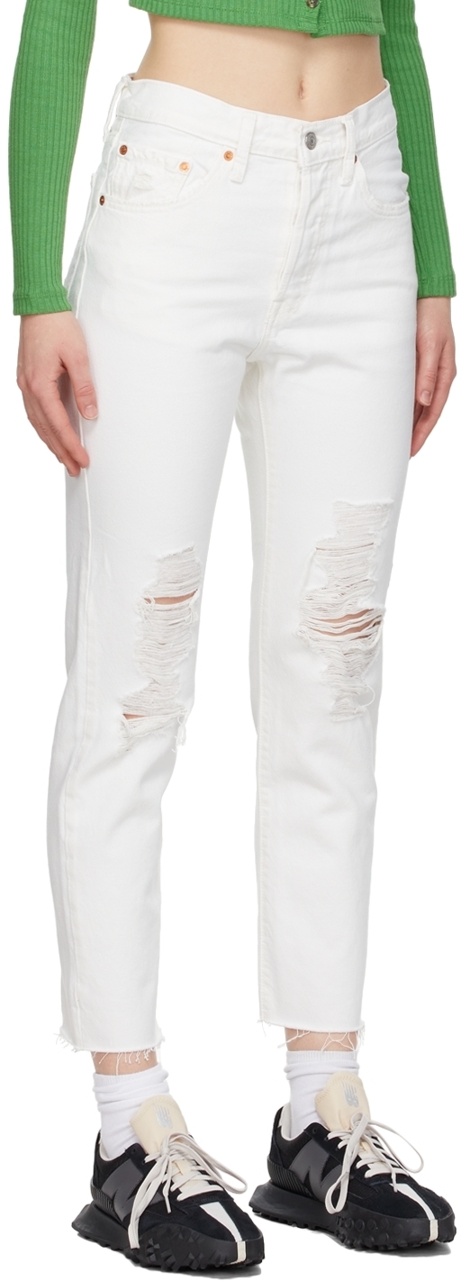Levi's White 501 Original Cropped Jeans