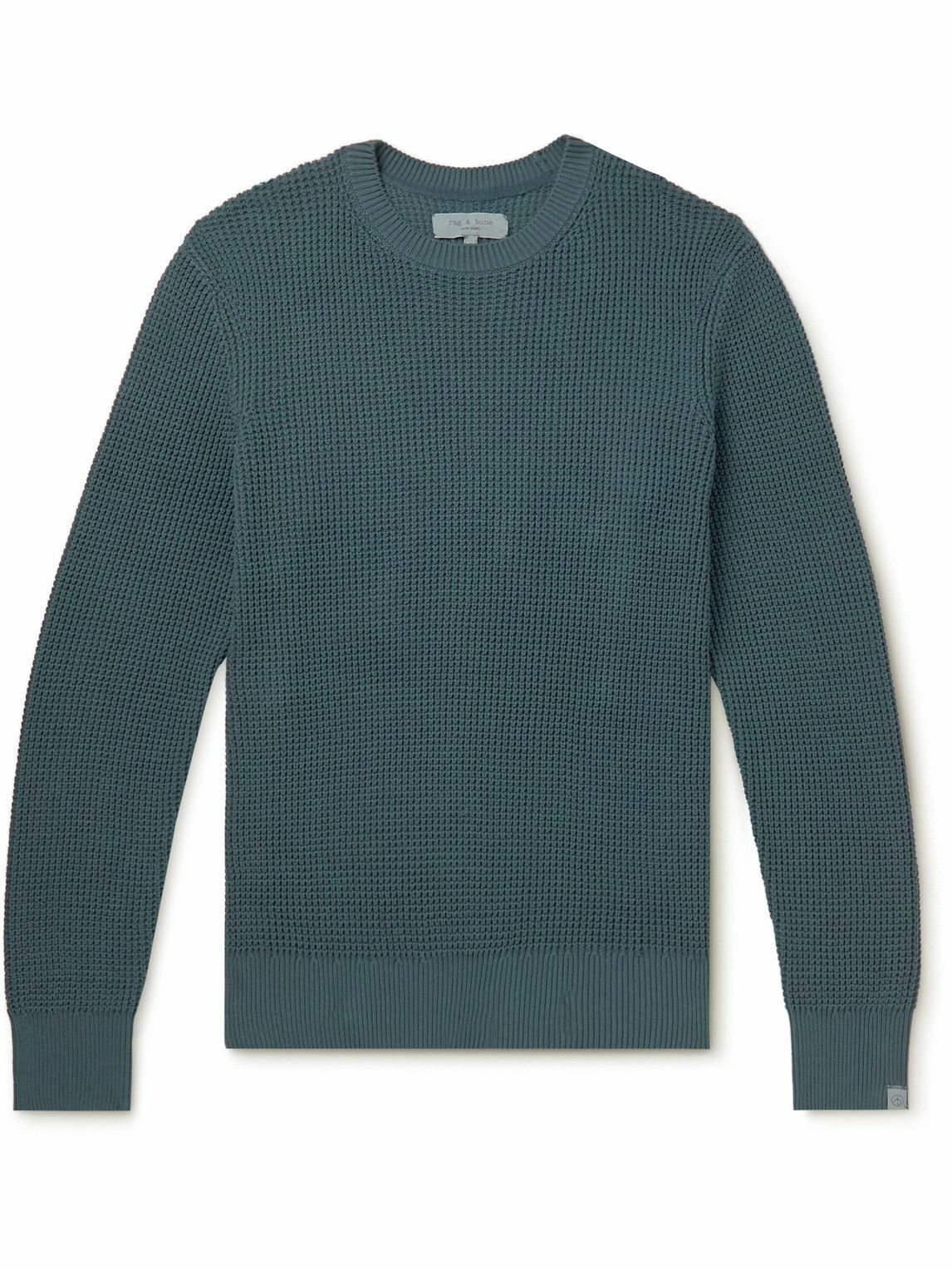 Rag & Bone ICONS Dexter WaffleKnit Cotton Sweater Blue Rag and Bone