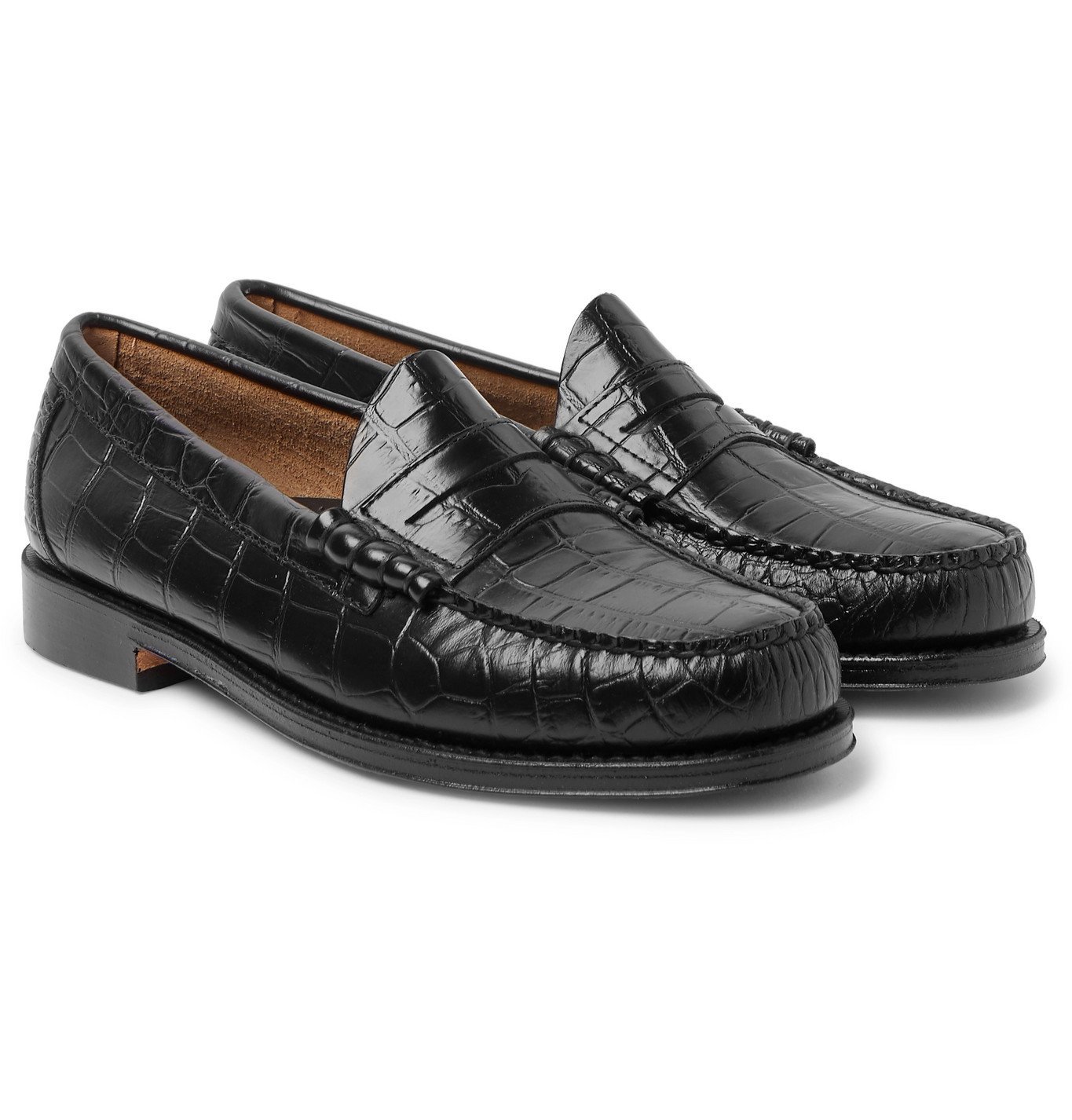 G H Bass Co Weejuns Larson Croc Effect Leather Penny Loafers G H Bass Co Weejuns Larson Croc Effect Leather Penny Loafers