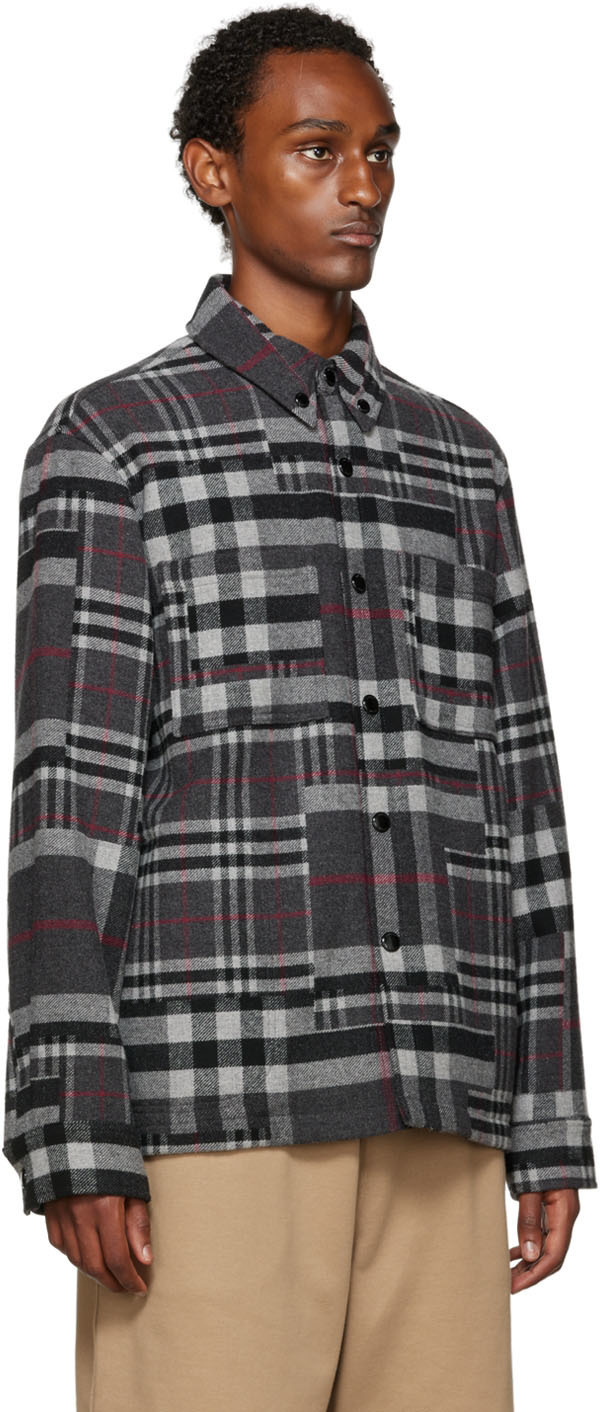 Burberry Grey Check Patchwork Over Shirt Burberry